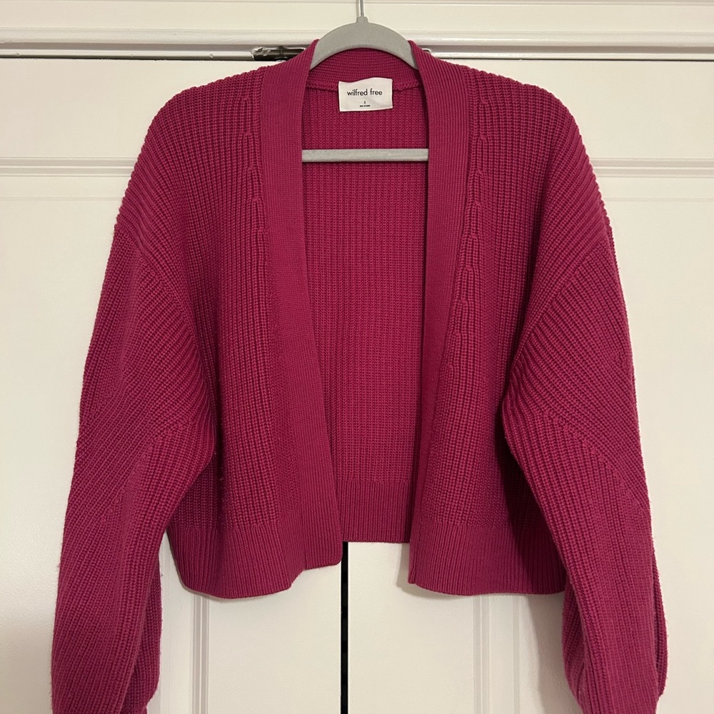 Wilfred Pink Ribbed Cardigan Sweater